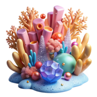 stunning minimalist Colorful Coral Reef Underwater Scene Transparent Background original png
