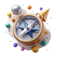 elegant classic Compass Top View with Needle Pointing North Isolated professional png