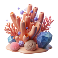 vibrant classic Coral Abstract Coral Reef Isolated with Transparent Background and Underwater Scene high resolution png