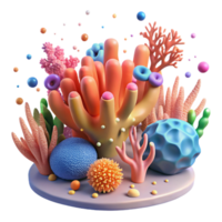 serene classic Coral Reef Ecosystem Transparent Background with Colorful Corals high quality png