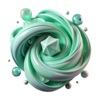 wonderful artistic Mint Green Abstract Swirls Isolated with Transparent Background and Refreshing Vibe authentic png