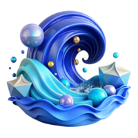 dramatic modern Ocean Waves Transparent Background with Blue Water premium png