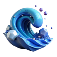 dramatic abstract Ocean Waves Rolling Isolated Element with Blue Water detailed png