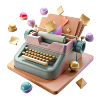 elegant minimalist Old Fashioned Typewriter with Keys Transparent Background Cutout high quality png