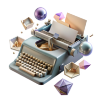 impressive artistic Old Typewriter Top View Transparent Background high quality png
