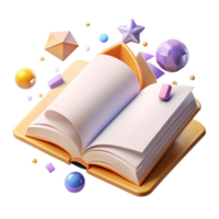 beautiful classic Open Book with Blank Pages Flat Lay Cutout high resolution png