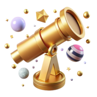 magnificent abstract Orbiting Telescope Isolated Element with Golden Panels professional png