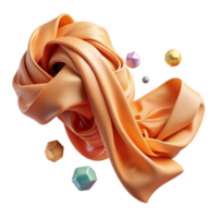 impressive rustic Peach Orange Silk Scarf Isolated with Transparent Background and Elegant Drape png