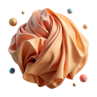 elegant artistic Peach Soft Fabric Texture with Draped Folds Cutout authentic png