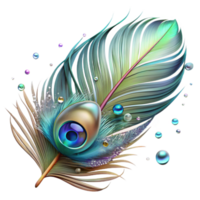 vibrant creative Peacock Feather Iridescent Colors Transparent Background original png
