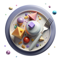 beautiful abstract Plate of Food Top View with Fork and Knife Isolated genuine png