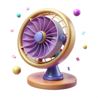 vibrant contemporary Retro Desk Fan Oscillating View Isolated professional png