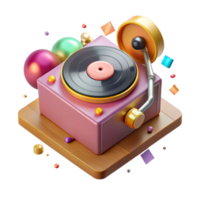 beautiful traditional Retro Record Player Turntable Top View Isolated premium png