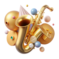 elegant classic Saxophone Transparent Background with Gold Keys authentic png