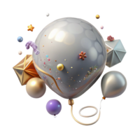 elegant abstract Shadow of Balloon with String Transparent Background high quality png