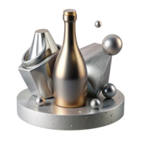 serene modern Shadow of Champagne Bottle with Foil Wrapper Isolated original png
