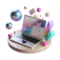 serene rustic Shadow of Open Laptop on Table Transparent Background high quality png