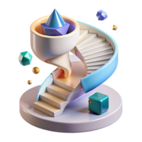 wonderful abstract Spiral Staircase Isometric Perspective Isolated Element high resolution png
