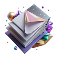 extraordinary creative Stack of Paper Sheets with Folded Corner Top View Transparent Background high quality png