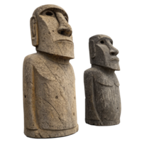 Ancient Stone Statues of Polynesian Moai Figures Possibly Replicas or Models png