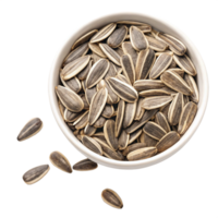 A Bowl of Delicious Roasted Sunflower Seeds with Some Seeds Falling Out png