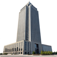 Tall Modern Office Building in Urban Setting with a Grey Facade and Numerous Windows png