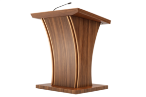 Elegant Wooden Lectern Podium with Modern Design and Integrated Microphone for Presentations and Speeches png