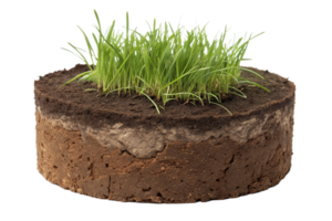 A cross section of soil showing layers and growing grass png