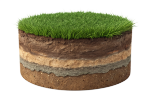 Cross Section of Soil Layers Showing Topsoil Grass and Subsoil Composition png