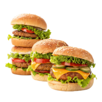 Delicious TripleDecker and Double Cheeseburgers with Fresh Lettuce and Tomato png