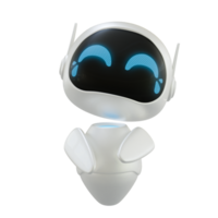 Artificial intelligence personal assistant robot with laughing gesture. Mini robot 3d character. png