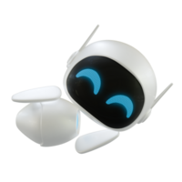 Personal assistant robot with a flirting gesture. Mini robot 3d character. png