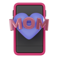 3D render, Mom Using Phone for Parenting and Communication Concepts, Icon Illustration png
