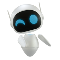 Artificial intelligence personal assistant robot with a wink eye gesture. Mini robot 3d character. png