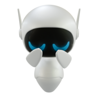 Artificial intelligence personal assistant robot with a crying gesture. Mini robot 3d character. png