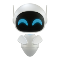 Artificial intelligence personal assistant robot with a pointing front gesture. Mini robot 3d character. png