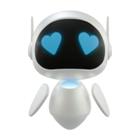 Artificial intelligence personal assistant robot with a falling in love gesture. Mini robot 3d character. png