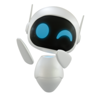 Personal assistant robot with a wink eye gesture. Mini robot 3d character. png
