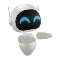 Artificial intelligence personal assistant robot with a pointing side gesture. Mini robot 3d character. png