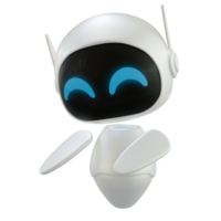 Ai personal assistant robot with a pointing down gesture. Mini robot 3d character. png