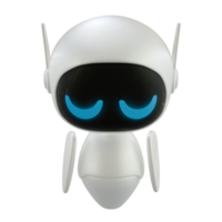 Artificial intelligence personal assistant robot with a sad gesture. Mini robot 3d character. png