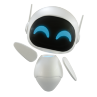 Artificial intelligence personal assistant robot with a say hi gesture. Mini robot 3d character. png
