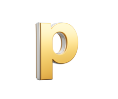 Shiny Golden Small Letter p Gleams With Its Sleek Modern Design With Sharp Edges 3D Illustration png