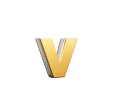 Shiny Golden Small Letter v Gleams With Its Sleek Modern Design With Sharp Edges 3D Illustration png