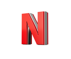 Vibrant Red Capital Letter N Gleams With Its Sleek Design Bold Font With Sharp Edges 3D Illustration png