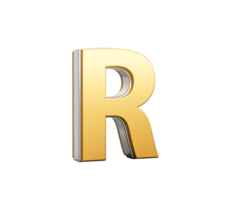 Golden Capital Letter R Gleams With Sleek Modern Design Bold Font With Sharp Edges 3D Illustration png