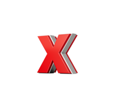 Vibrant Red Small Letter x Gleams With Its Sleek Metallic Design With Sharp Edges 3D Illustration png