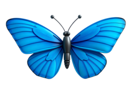 3D rendered blue butterfly with wide open wings png