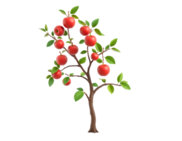 Apple tree with red apples on a transparent background png