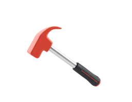Red Hammer Isolated on White Background, 3d Render Construction Tool png